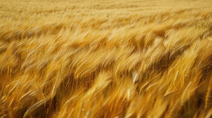 A wide field of golden wheat swaying gracefully in the wind offering plenty nourishment and the splendor of the natural world