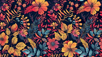 Colorful beautiful flower decorations, easy on the eyes background, for decoration and wrapping, seamless pattern. For fabric, silk, printing.