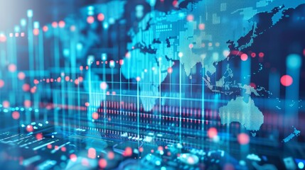 Fototapeta premium Analyzing financial investment plan in relation to economic growth. Global network data banking analytics