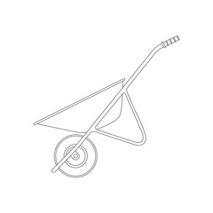 Hand drawn kids drawing cartoon Vector illustration wheelbarrow icon Isolated on White