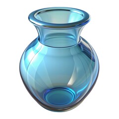 Transparent glass vase, clear and elegant.  Simple vase decor, modern art.  Vase flower display, stylish and aesthetic Transparent glass 3d render Transparent glass vase isolated on white background