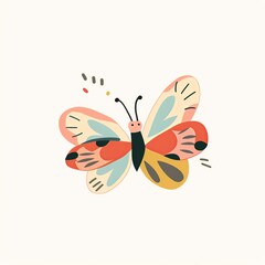 Colorful abstract butterfly illustration with geometric patterns.