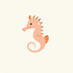 Cute cartoon illustration of a pink seahorse.