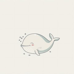Naklejka premium Cute cartoon whale with a smile, perfect for children's designs.