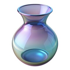 Transparent glass vase, clear and elegant.  Simple vase decor, modern art.  Vase flower display, stylish and aesthetic Transparent glass 3d render Transparent glass vase isolated on white background