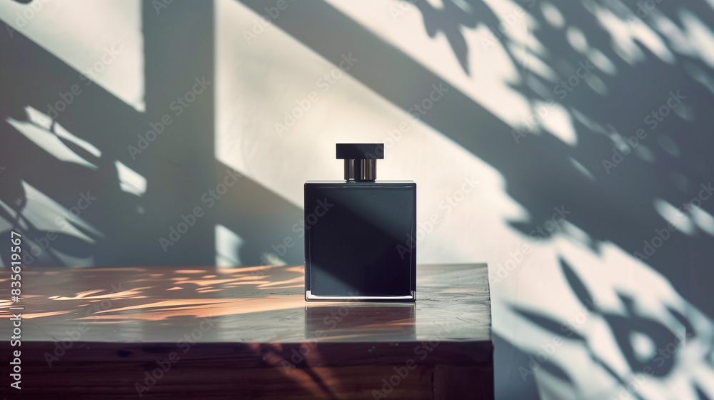 Wall mural mock up luxury perfume bottle, square black perfume bottle, ai generated images - Wall murals