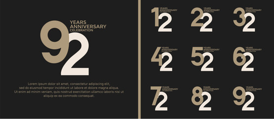 anniversary logo style set with brown color can be use for celebration moment