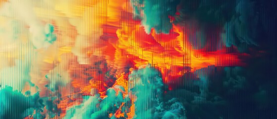exposure abstraction wallpaper with screen pixels glitch, noise signal and fire

