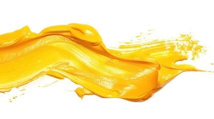 yellow ink brushstroke texture isolated on a white background