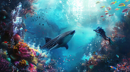 Fototapeta premium Superb Realistic shark in ocean