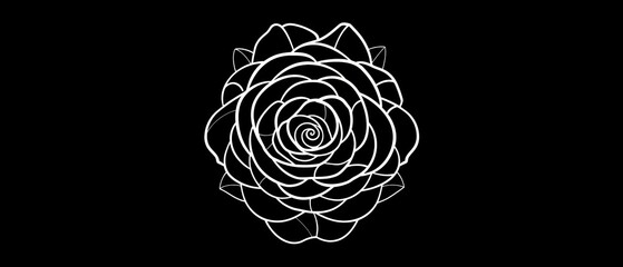 rose minimal illustration wallpaper isolated on a black background 
