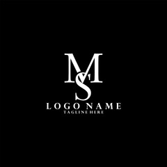initial minimalis letter MS overlap vector logo design