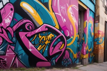 a colorful graffiti wall on the side of a building