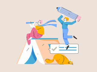 Character reading quietly vector concept operation hand drawn illustration
