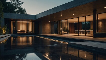 Obraz premium modern luxury house with concrete floor