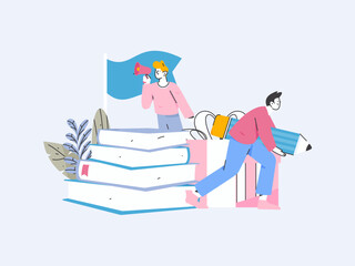 Character reading quietly vector concept operation hand drawn illustration
