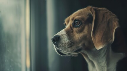 beagle dog portrait wallpaper with good expression and blurred neutral background