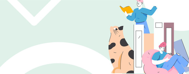 Character reading quietly vector concept operation hand drawn illustration
