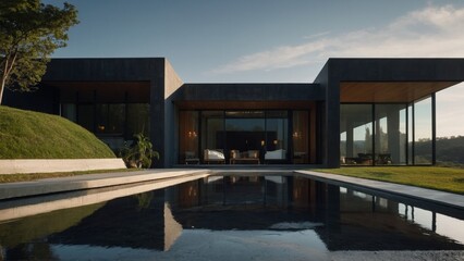 Fototapeta premium modern luxury house with concrete floor