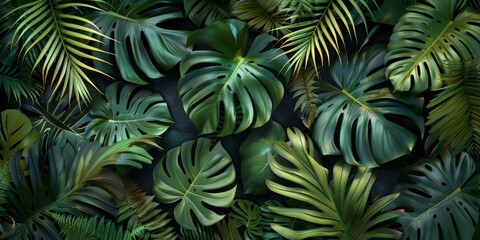 A lush green jungle with many leaves and vines