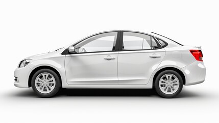 Obraz premium Passenger car isolated on a white background, with clipping path. Full Depth of field. Focus stacking, side view.