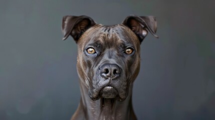 boxer dog portrait wallpaper with good expression and blurred neutral background