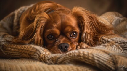 cavalier king charles spaniel dog portrait wallpaper with good expression and blurred neutral background