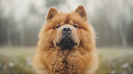 chow chow dog portrait wallpaper with good expression and blurred neutral background