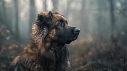 estrela mountain dog portrait wallpaper with good expression and blurred neutral background
