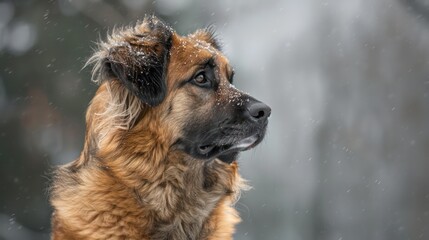 estrela mountain dog portrait wallpaper with good expression and blurred neutral background
