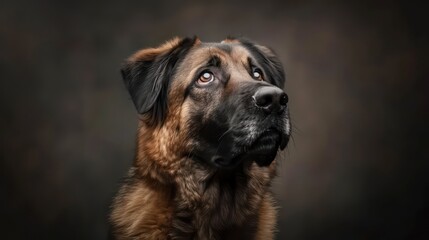 estrela mountain dog portrait wallpaper with good expression and blurred neutral background
