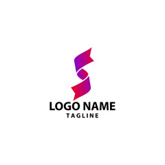 letter S ribbon logo design vector
