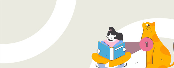 Character reading quietly vector concept operation hand drawn illustration
