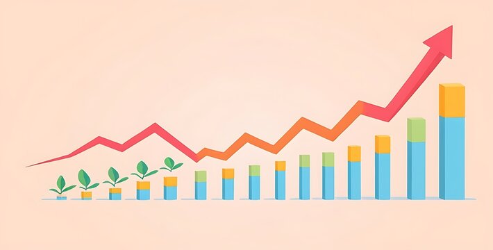 Row of Graphs, soft background with empty space, illustration.