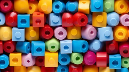 Fototapeta premium Brighten up your design with a highresolution texture of colorful building blocks, perfect for a vibrant and playful look