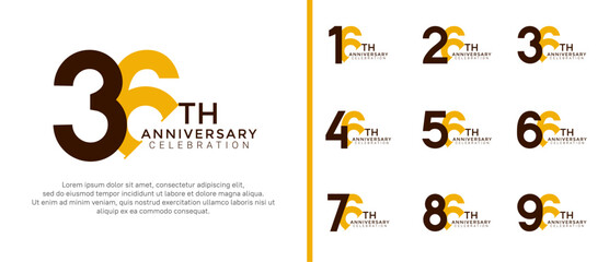 anniversary logo style set with black and yellow color can be use for celebration moment