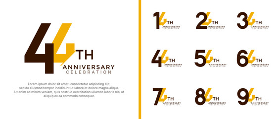 anniversary logo style set with black and yellow color can be use for celebration moment