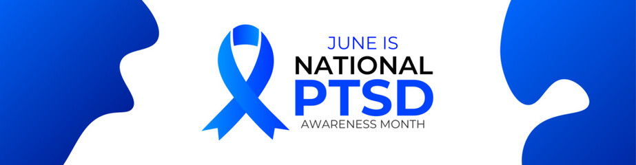 National PTSD Awareness month in June 27. Its will be raised awareness of posttraumatic stress disorder. Background, cover, flyer, brochure, poster, card, banner. Vector illustration