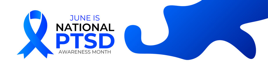 National PTSD Awareness month in June 27. Its will be raised awareness of posttraumatic stress disorder. Background, cover, flyer, brochure, poster, card, banner. Vector illustration