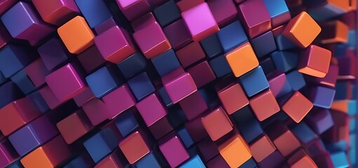 Abstract 3d render, geometric design of a Cubic Geometric Harmony