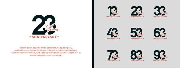 anniversary logo style set with black color can be use for celebration moment