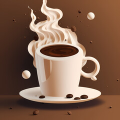 Obraz premium Paper cut 3d coffee poster banner template vector image