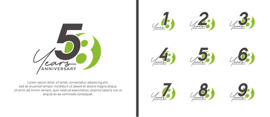 anniversary logo style set with black and green color can be use for celebration moment