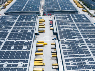 view of solar power panels on roof terrace