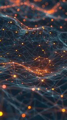 Glowing Digital Network of Intersecting Connections and Circuits in Vibrant Colors