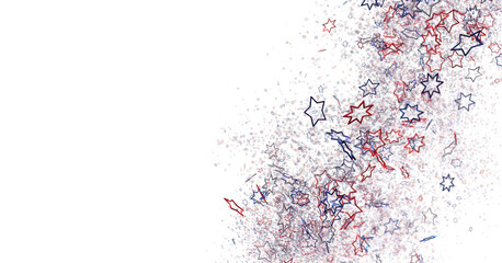  Red Blue White Stars Confetti Overlay