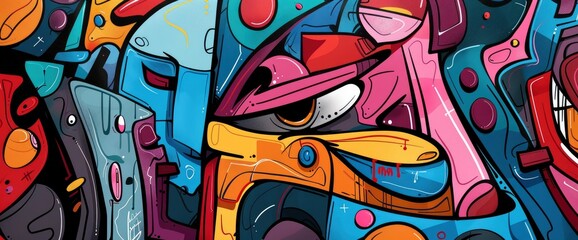 Obraz premium Abstract Art Inspired By Street Culture, Cartoon Style, Background