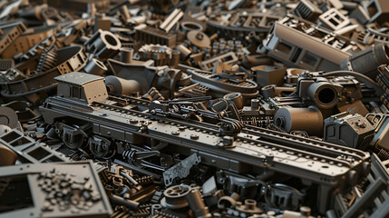 Fototapeta premium Crushed baled copper wire for recycling.