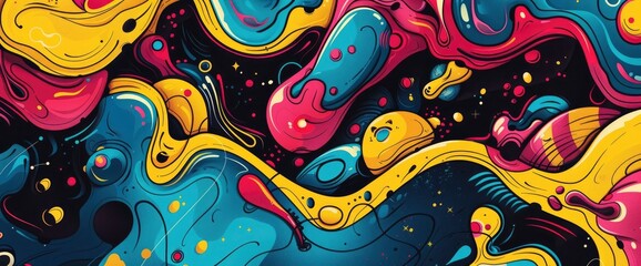 Abstract Art Inspired By The Digital Age, Cartoon Style, Background