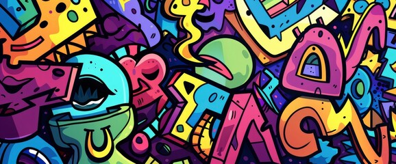 Obraz premium Abstract Art Inspired By The Digital Age, Cartoon Style, Background